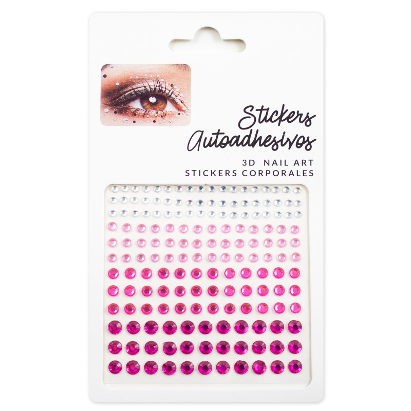 Naklejki DIAMENCIKI kryształki FESTIWAL 3D ART srebrne różowe FaceGem