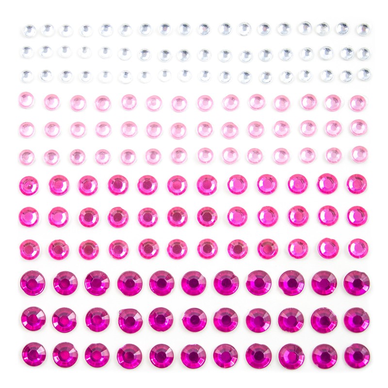 Naklejki DIAMENCIKI kryształki FESTIWAL 3D ART srebrne różowe FaceGem