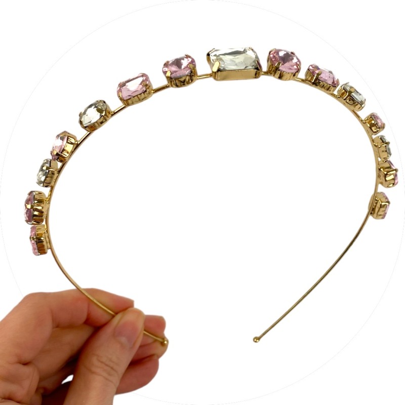 Diadem opaska do włosów z kryształkami kryształki