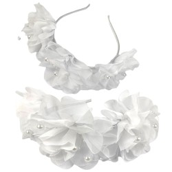 Biały wianek opaska Kwiaty Kwiatki