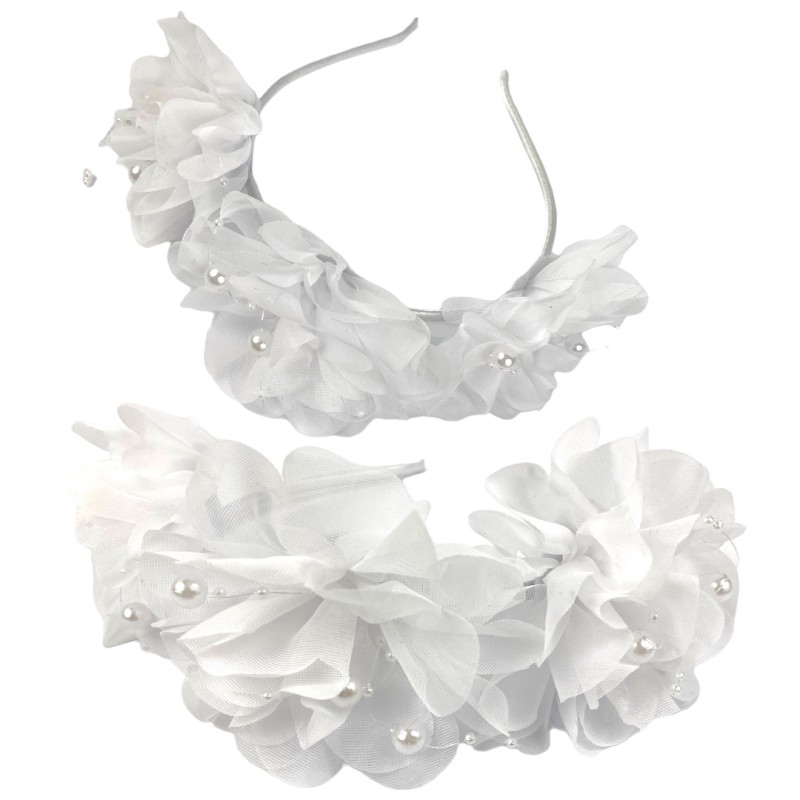 Biały wianek opaska Kwiaty Kwiatki