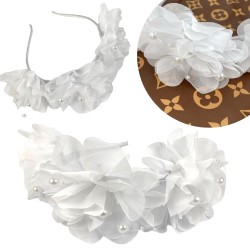 Biały wianek opaska Kwiaty Kwiatki