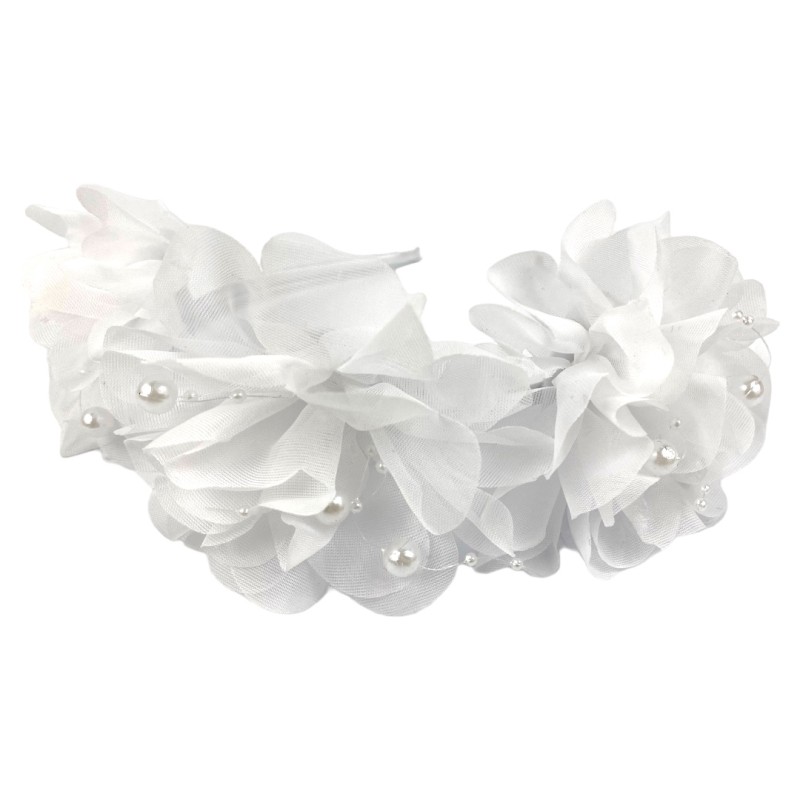 Biały wianek opaska Kwiaty Kwiatki