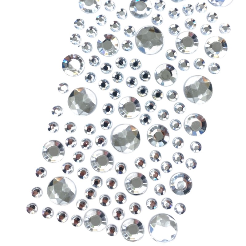 Cyrkonie samoprzylepne srebrne 80 szt w blistrze