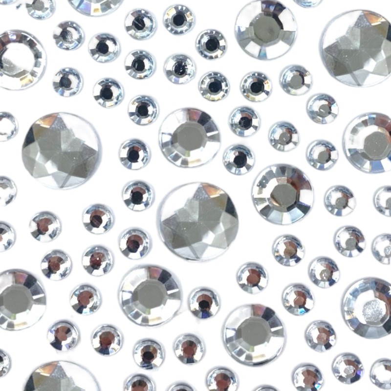 Cyrkonie samoprzylepne srebrne 80 szt w blistrze