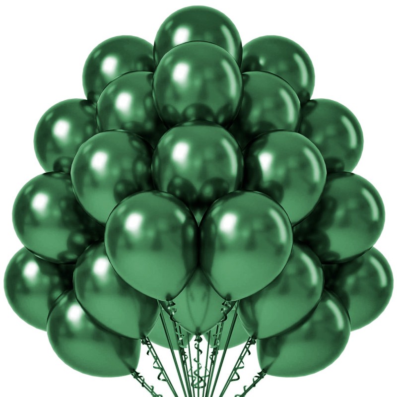Balony lateksowe 12" metaliczne chrom ciemno Zielone 30cm butelkowy