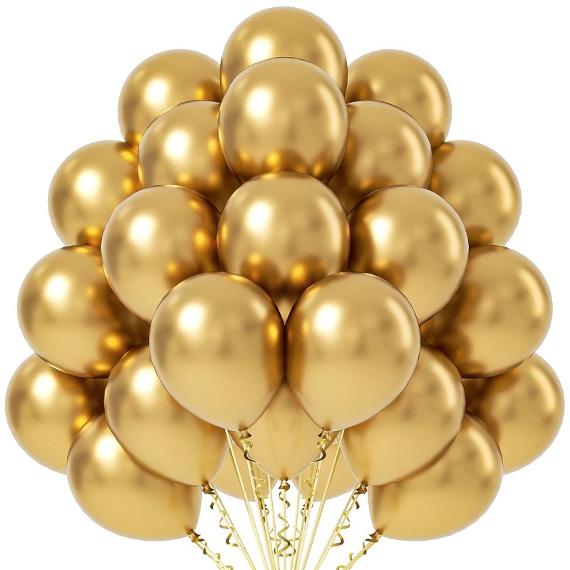 Balony lateksowe 12" metaliczne chrom Złote 30cm GOLD