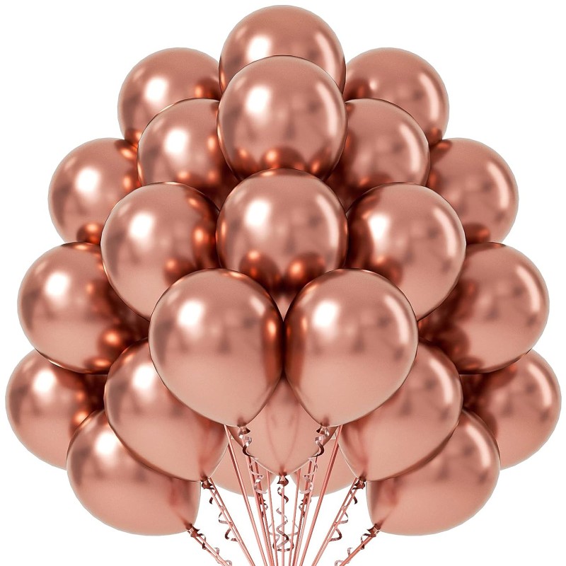 Balony lateksowe 12" metaliczne chrom Rose Gold 30cm