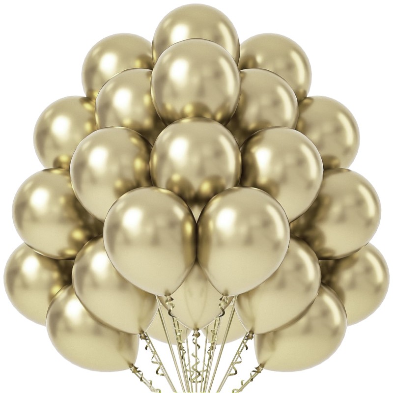 Balony lateksowe 12" metaliczne chrom jasno Złote 30cm Szampański