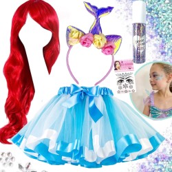 Strój Syrenka zestaw peruka spódniczka opaska kryształki
