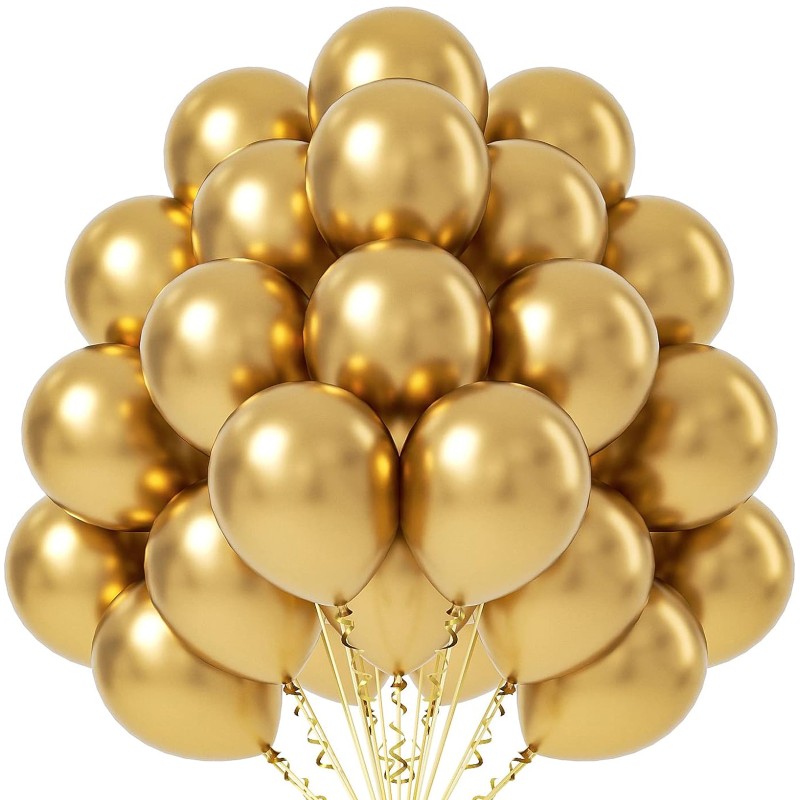 Balony lateksowe 10 cali 25cm złote chrom