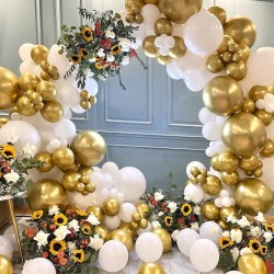 Balony lateksowe 10 cali 25cm złote chrom