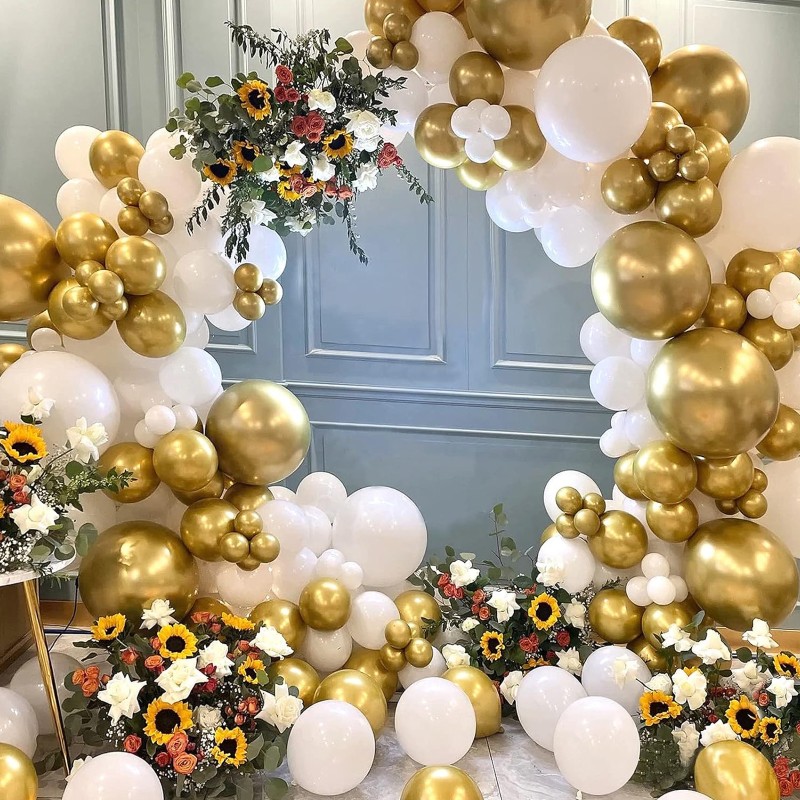 Balony lateksowe 10 cali 25cm złote chrom