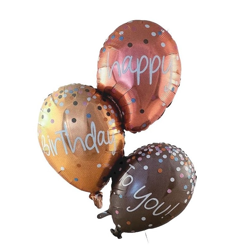 Balon foliowy miedziany Happy Birthday 86x110 cm