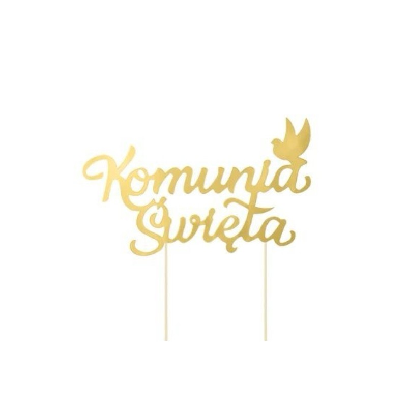 Złoty TOPPER napis KOMUNIA ŚWIĘTA
