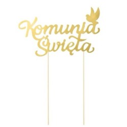 Złoty TOPPER napis KOMUNIA ŚWIĘTA