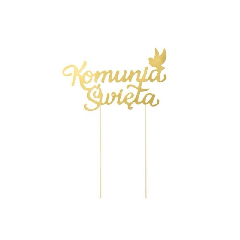 Złoty TOPPER napis KOMUNIA ŚWIĘTA