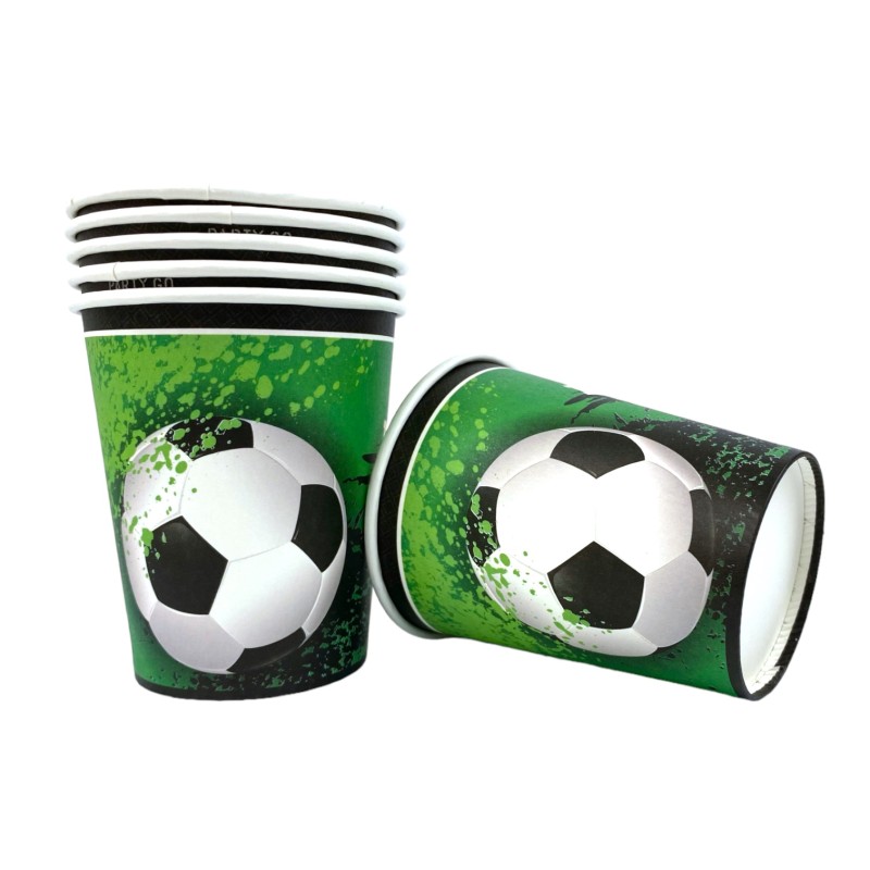 Kubeczki papierowe piłkarskie 6 szt sportowe urodziny 250 ml
