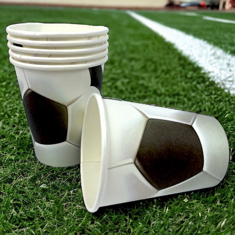 Kubeczki papierowe piłka football sportowe piłkarskie urodziny 6 szt.