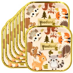 Talerzyki papierowe Woodland zwierzęta leśne 18cm SOWA LIS LAS