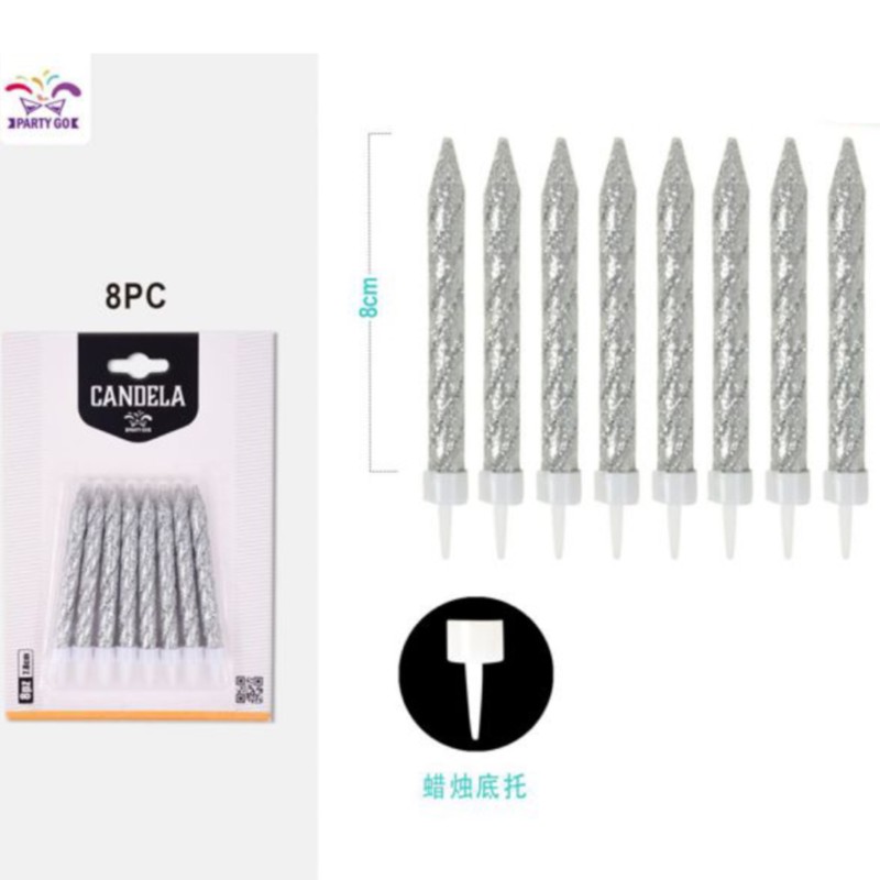 Świeczki brokatowe 8 szt