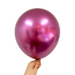 Balony lateksowe 12" metaliczne chrom Róż Fuksja 30cm