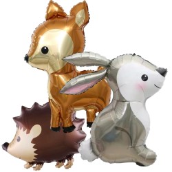 Zestaw balonów na urodziny Woodland zwierzęta leśne sarenka królik jeż