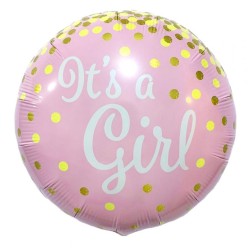 Balon foliowy Its a Girl 45 cm Różowo-Złoty 1 szt.