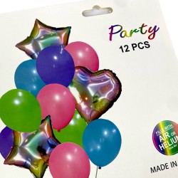 Balony zestaw Serce Gwiazda 12 szt