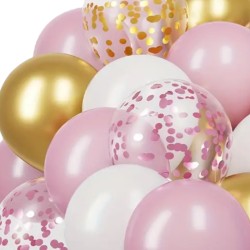 Zestaw Balonów Lateksowych Złote Różowe Konfetti 20 szt.