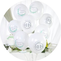 IHS Balony komunijne biodegradowalne Eukaliptus srebrny 12cali 6szt