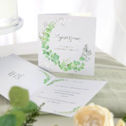 IHS Zaproszenie na komunię Eukaliptus srebrny Pierwsza Komunia Święta