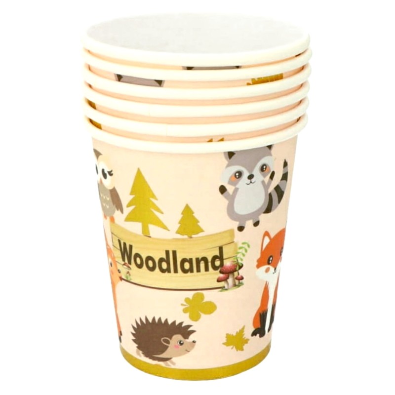 Kubeczki papierowe Woodland Las zwierzęta leśne