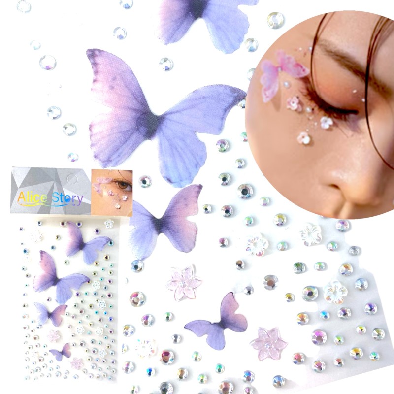 Naklejki kryształki motylki FaceGem