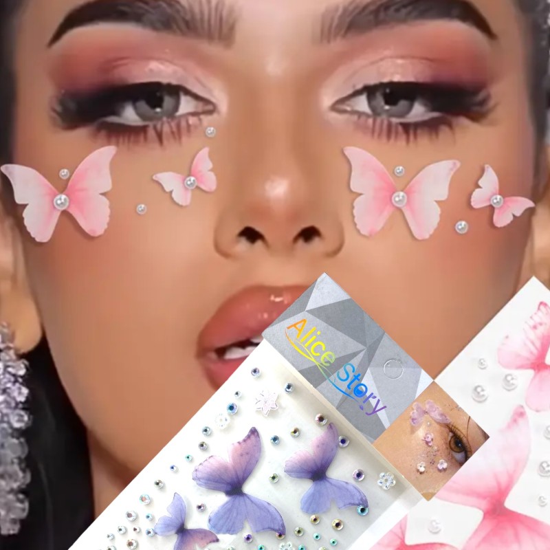 Naklejki kryształki motylki FaceGem