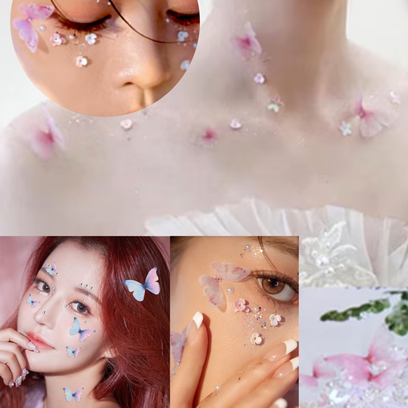 Naklejki kryształki motylki FaceGem