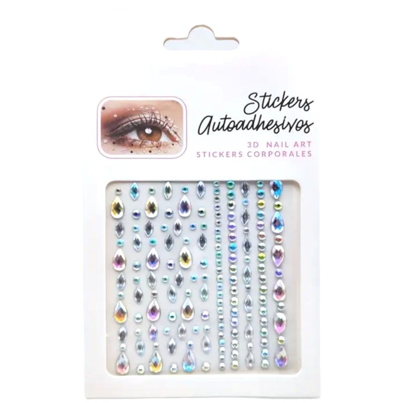 Naklejki Kryształki ozdobne twarz ciało Holograficzne opalizujące FaceGem