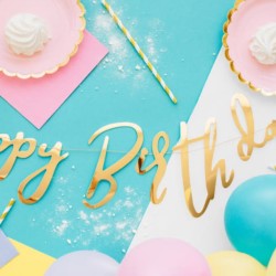 Zestaw 6 osób talerzyki kubeczki jednorazowe różowe złote