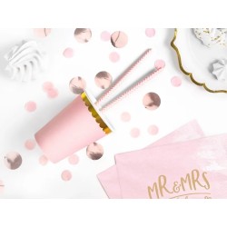 Zestaw 6 osób talerzyki kubeczki jednorazowe różowe złote