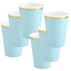 Kubeczki Papierowe Jednorazowe NIEBIESKIE retro ZŁOTE 6szt.