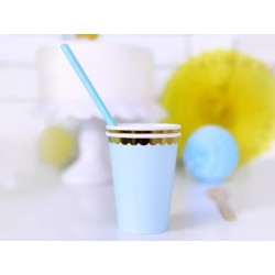 Kubeczki Papierowe Jednorazowe NIEBIESKIE retro ZŁOTE 6szt.
