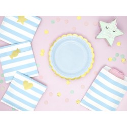 Talerzyki papierowe niebieskie złote pastelowe 6 szt.