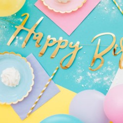 Talerzyki papierowe niebieskie złote pastelowe 6 szt.