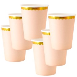 Kubeczki jednorazowe papierowe beżowe nude boho zlote 6 szt