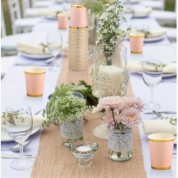 Kubeczki jednorazowe papierowe beżowe nude boho zlote 6 szt