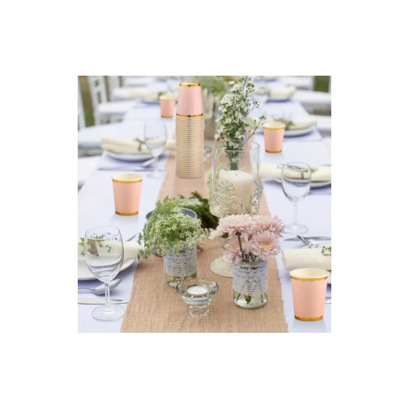 Kubeczki jednorazowe papierowe beżowe nude boho zlote 6 szt