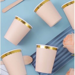 Kubeczki jednorazowe papierowe beżowe nude boho zlote 6 szt