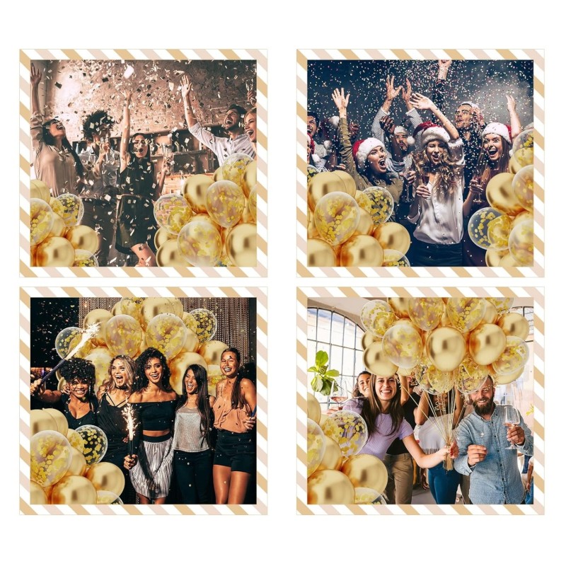 Bukiet balonowy balony chrom złote konfetti 25szt.