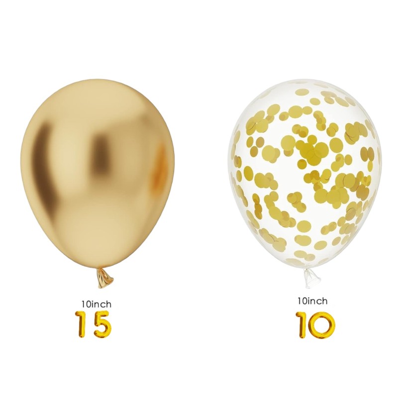 Bukiet balonowy balony chrom złote konfetti 25szt.
