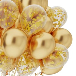 Bukiet balonowy balony chrom złote konfetti 25szt.